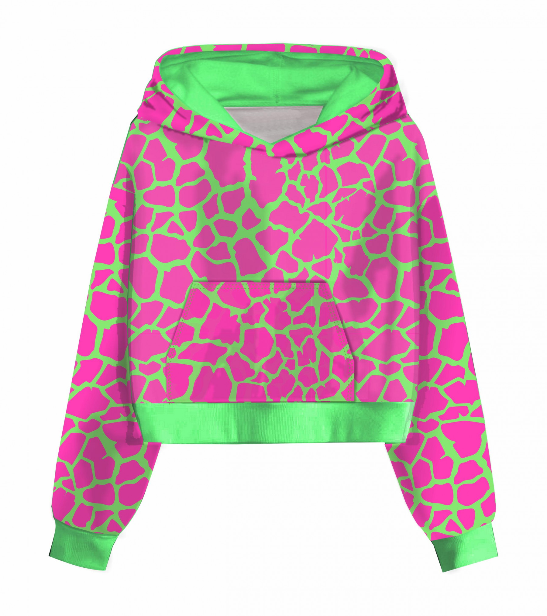 Cropped hoodie (IDA) - NEON SPOTS PAT. 4 - sewing set