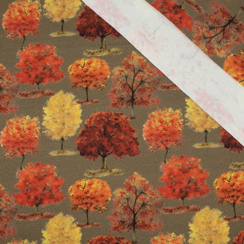 AUTUMN TREES / khaki (PUMPKIN GARDEN) - single jersey 