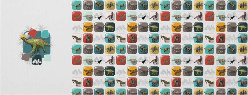 DINO TILES PAT. 6 / smaragd - SINGLE JERSEY PANORAMIC PANEL 