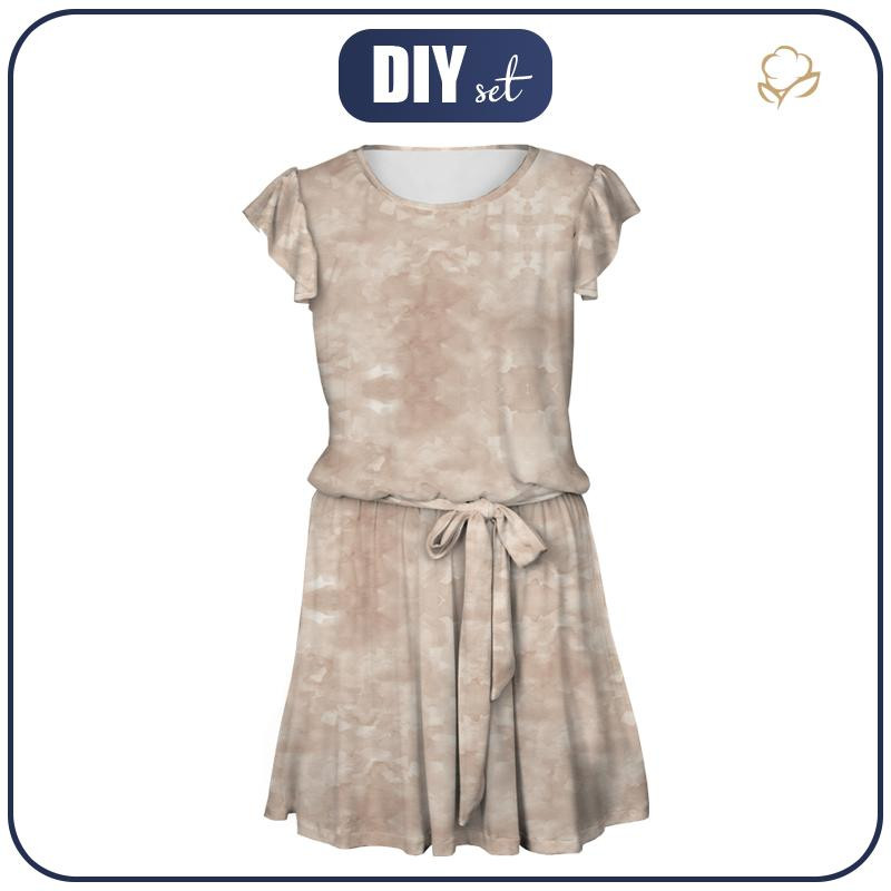 DRESS "EMMA" - CAMOUFLAGE pat. 2 / beige - Viscose jersey with elastane