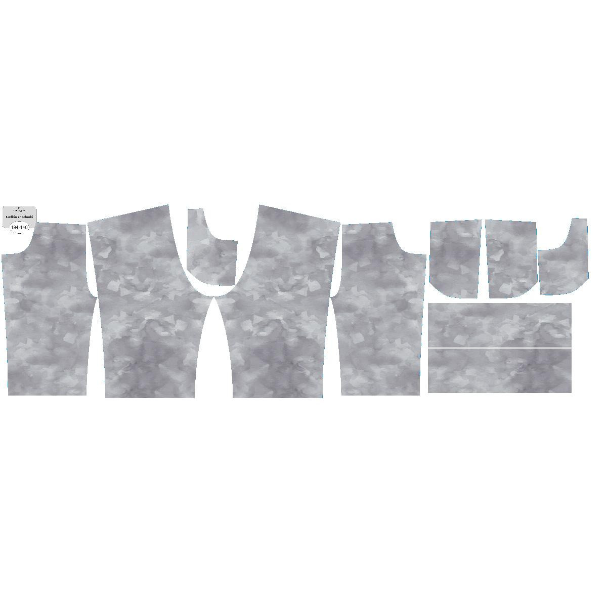 KID`S SHORTS (RIO) - CAMOUFLAGE pat. 2 / grey - looped knit fabric 