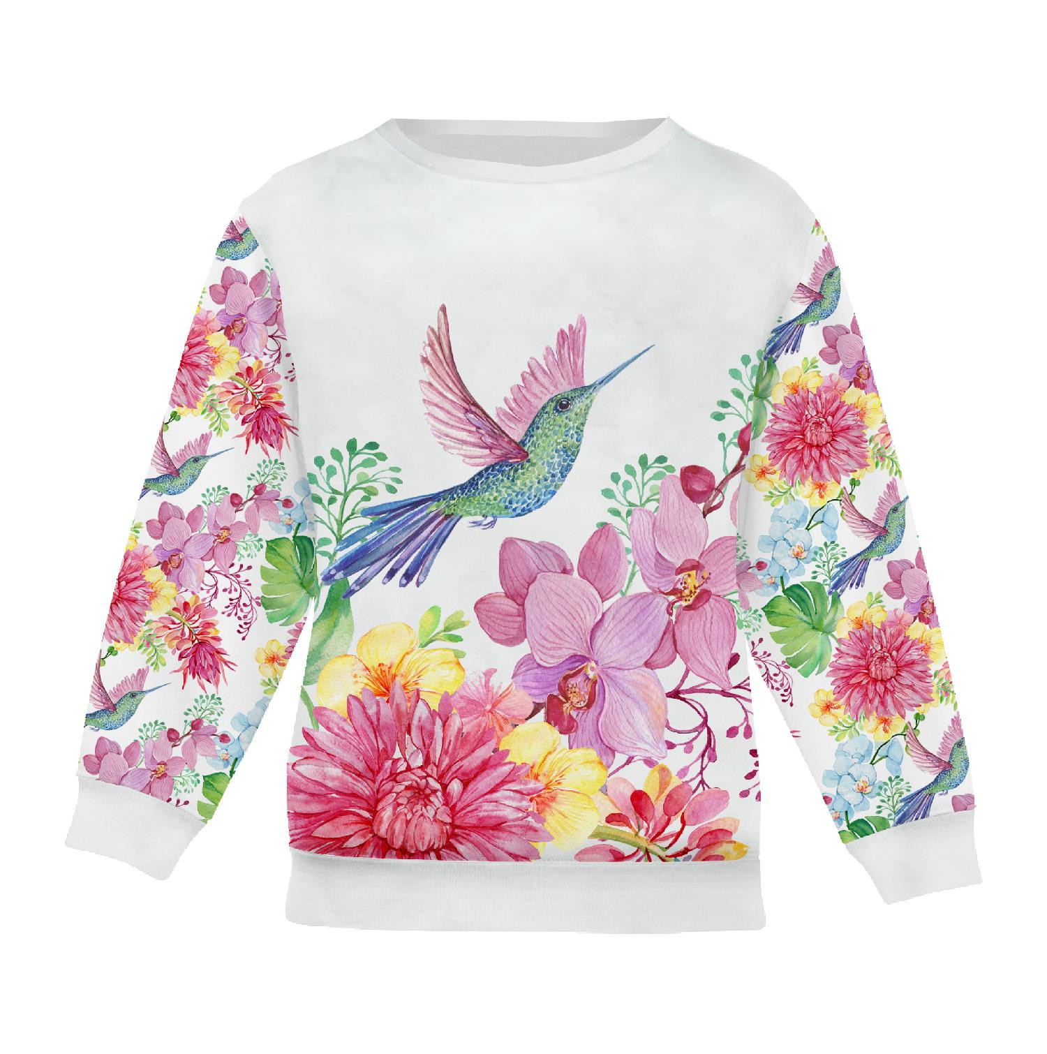 Children's tracksuit (MILAN) - HUMMINGBIRDS AND FLOWERS pat. 2 - sewing set