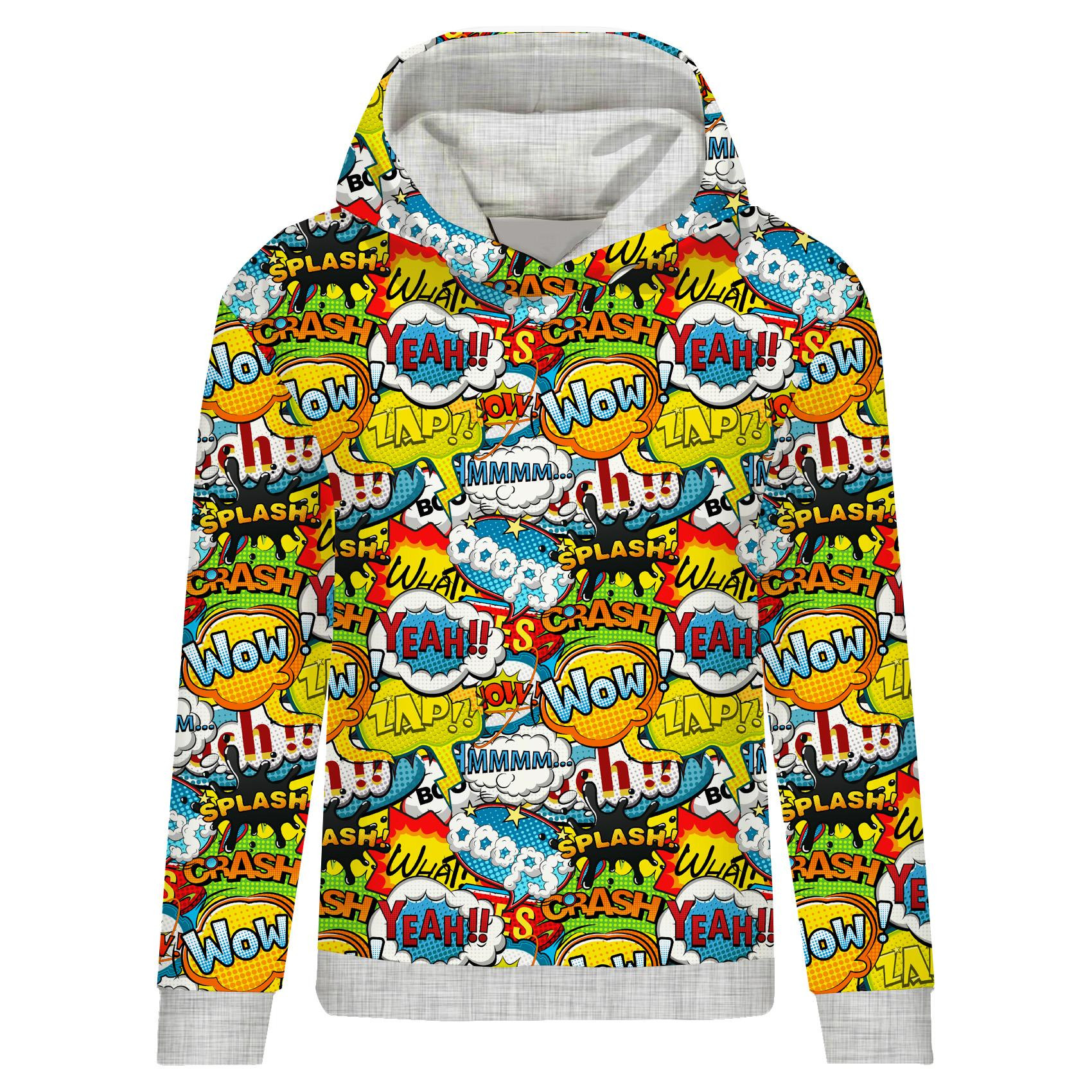 CLASSIC WOMEN’S HOODIE (POLA) - COMIC BOOK - looped knit fabric 