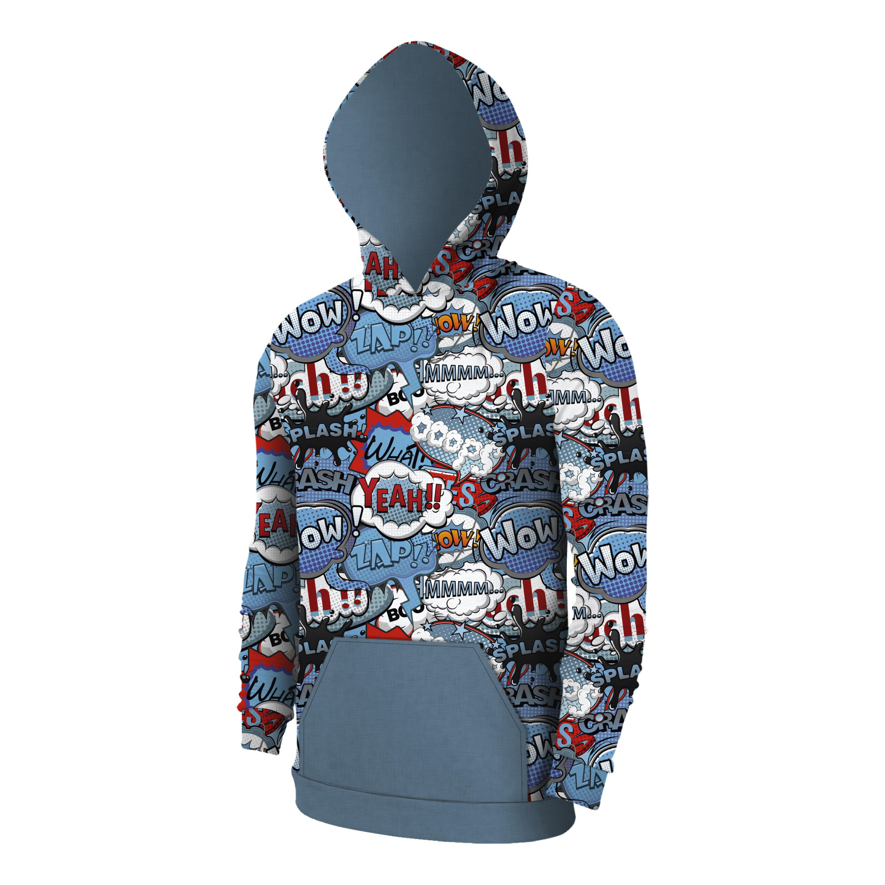 MEN’S HOODIE (COLORADO) - COMICS (blue - red) - sewing set 