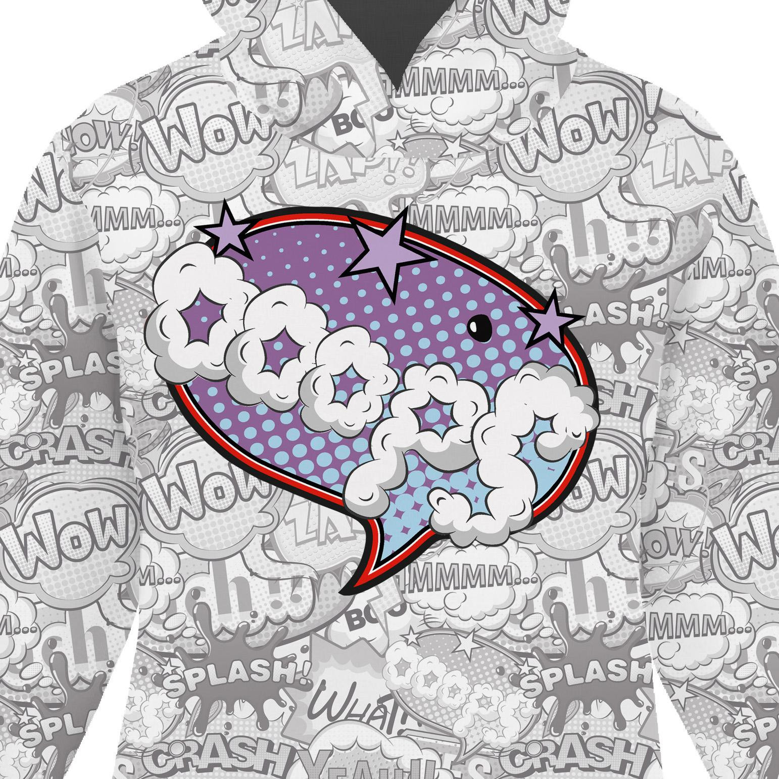 KID'S HOODIE (ALEX) - COMIC BOOK / ooops (purple - red) - sewing set