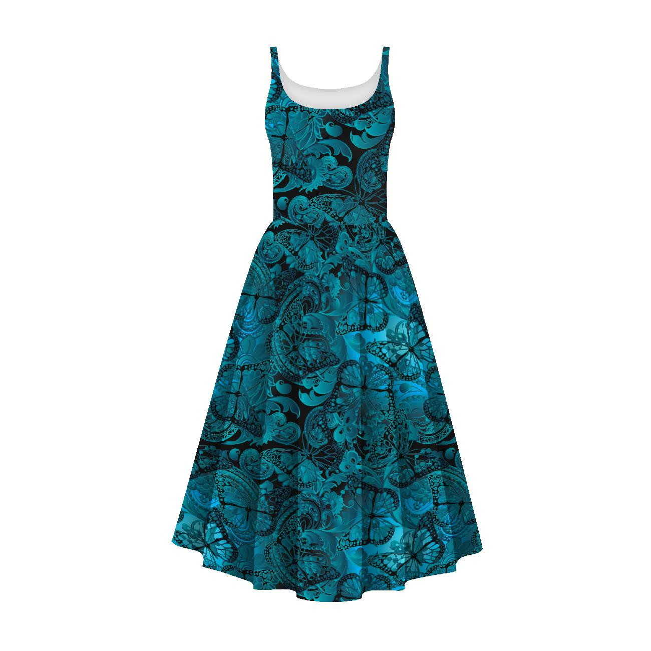 DRESS "ISABELLE" - LACE BUTTERFLIES / blue - sewing set