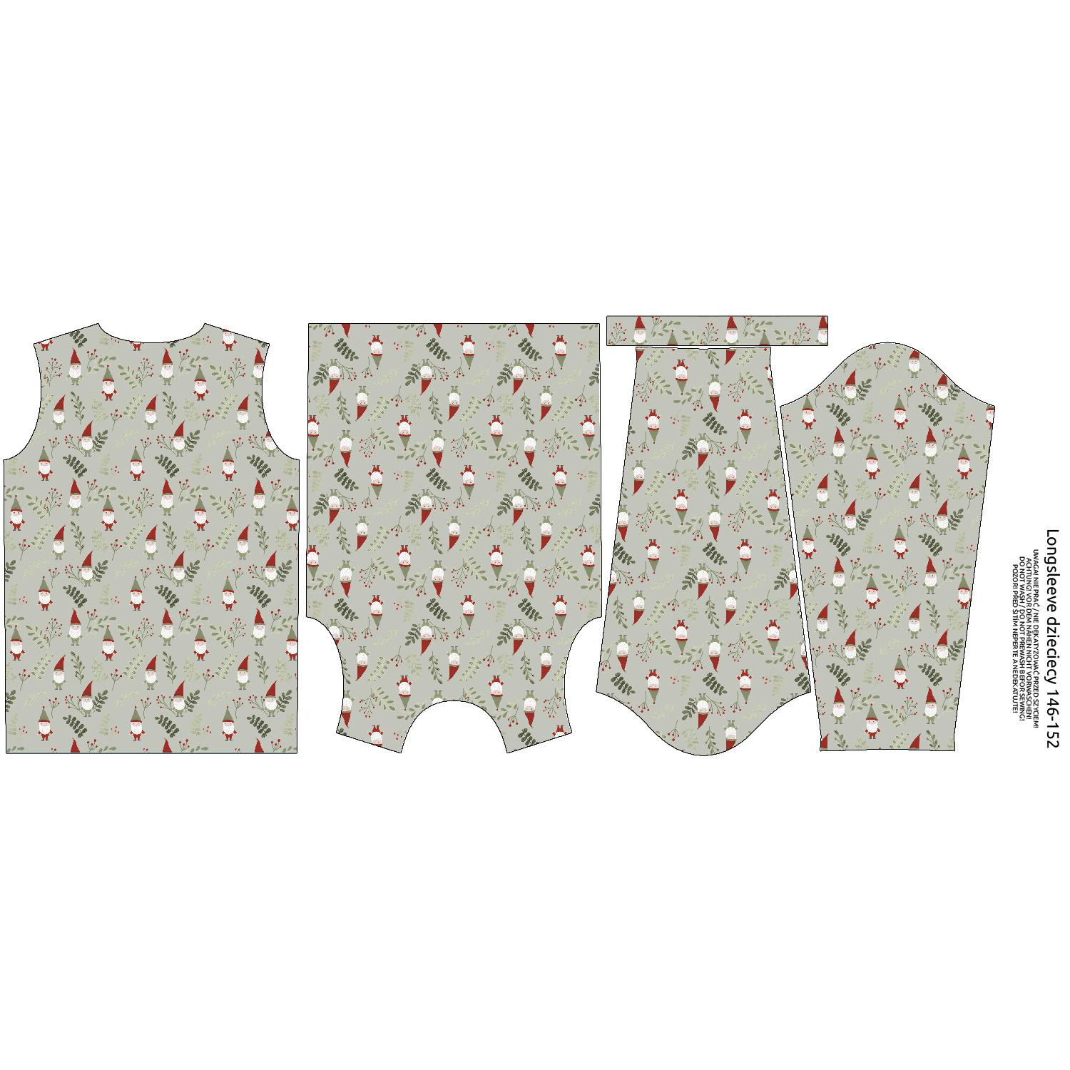 Longsleeve - DWARFS AND FERN (FOREST DWARFS) /LIGHT KHAKI - sewing set