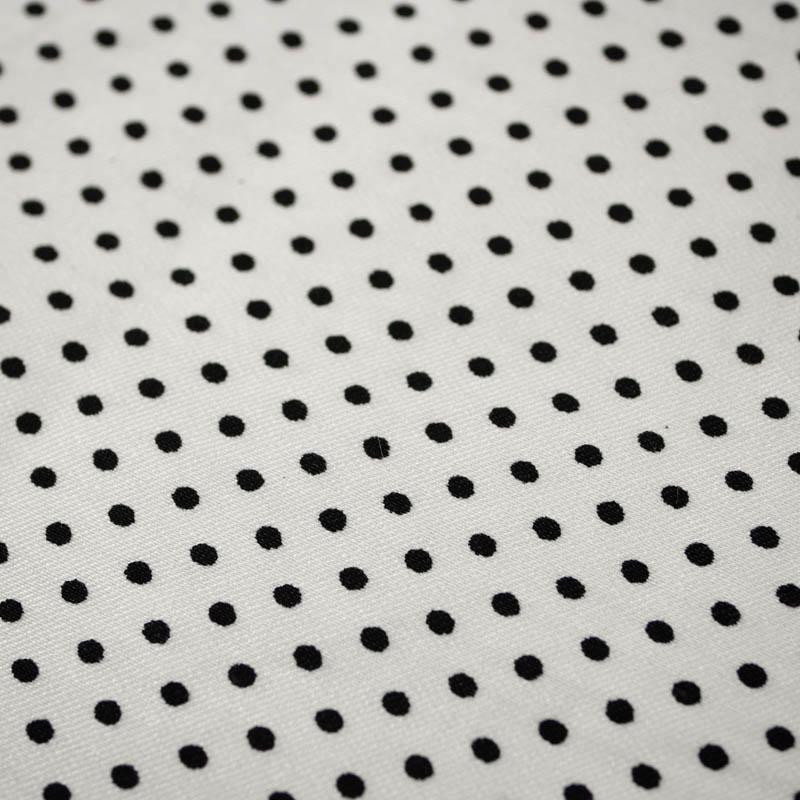 BLACK DOTS / white - viscose woven fabric