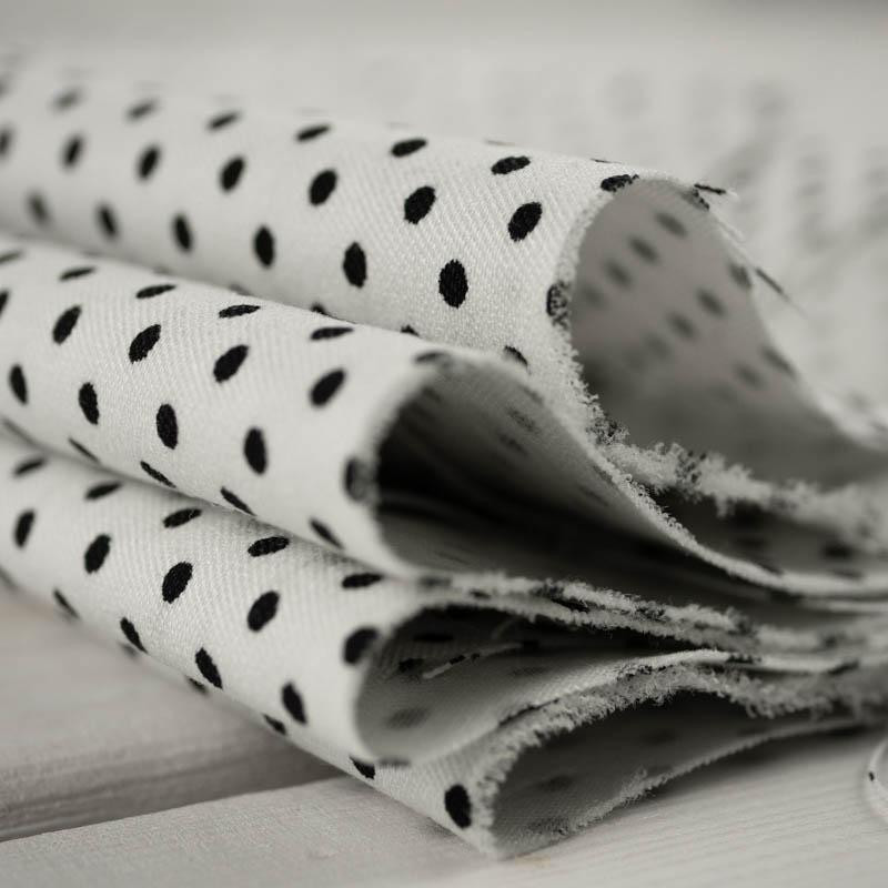 BLACK DOTS / white - viscose woven fabric