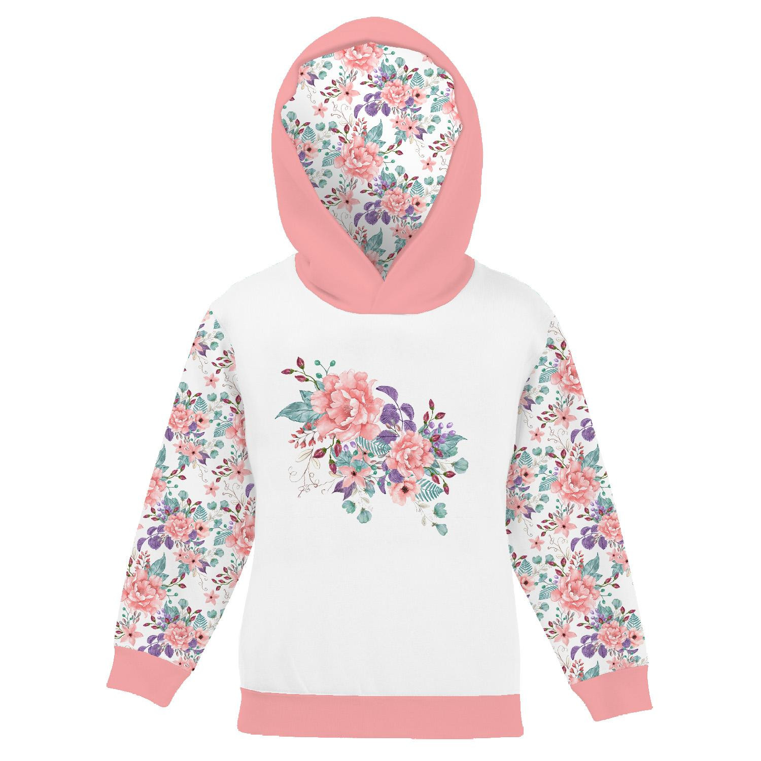 Children's tracksuit (OSLO) - WILD ROSE FLOWERS PAT. 1 (BLOOMING MEADOW) - looped knit fabric 