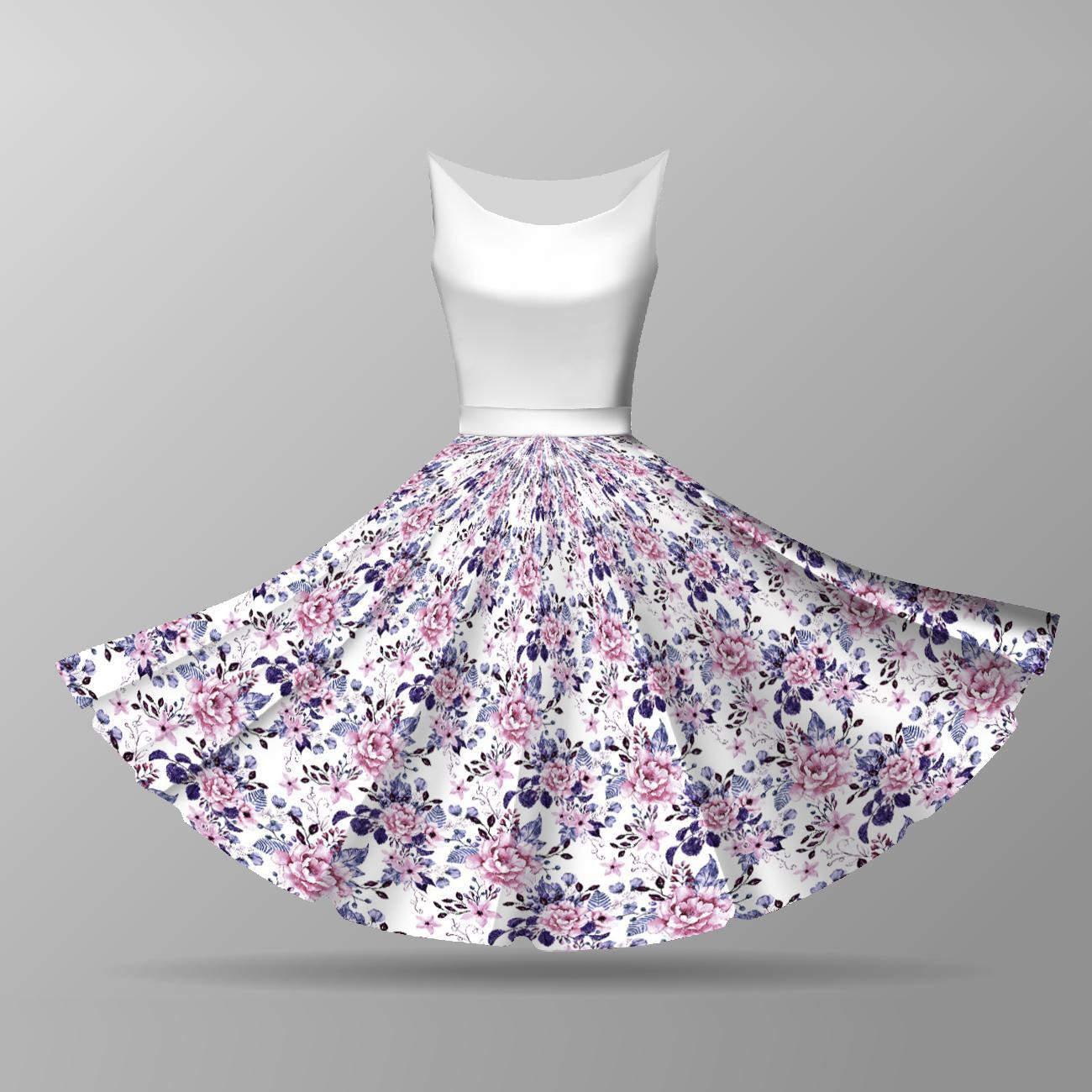 WILD ROSE FLOWERS PAT. 1 (BLOOMING MEADOW) (Very Peri) -  big circle skirt panel 