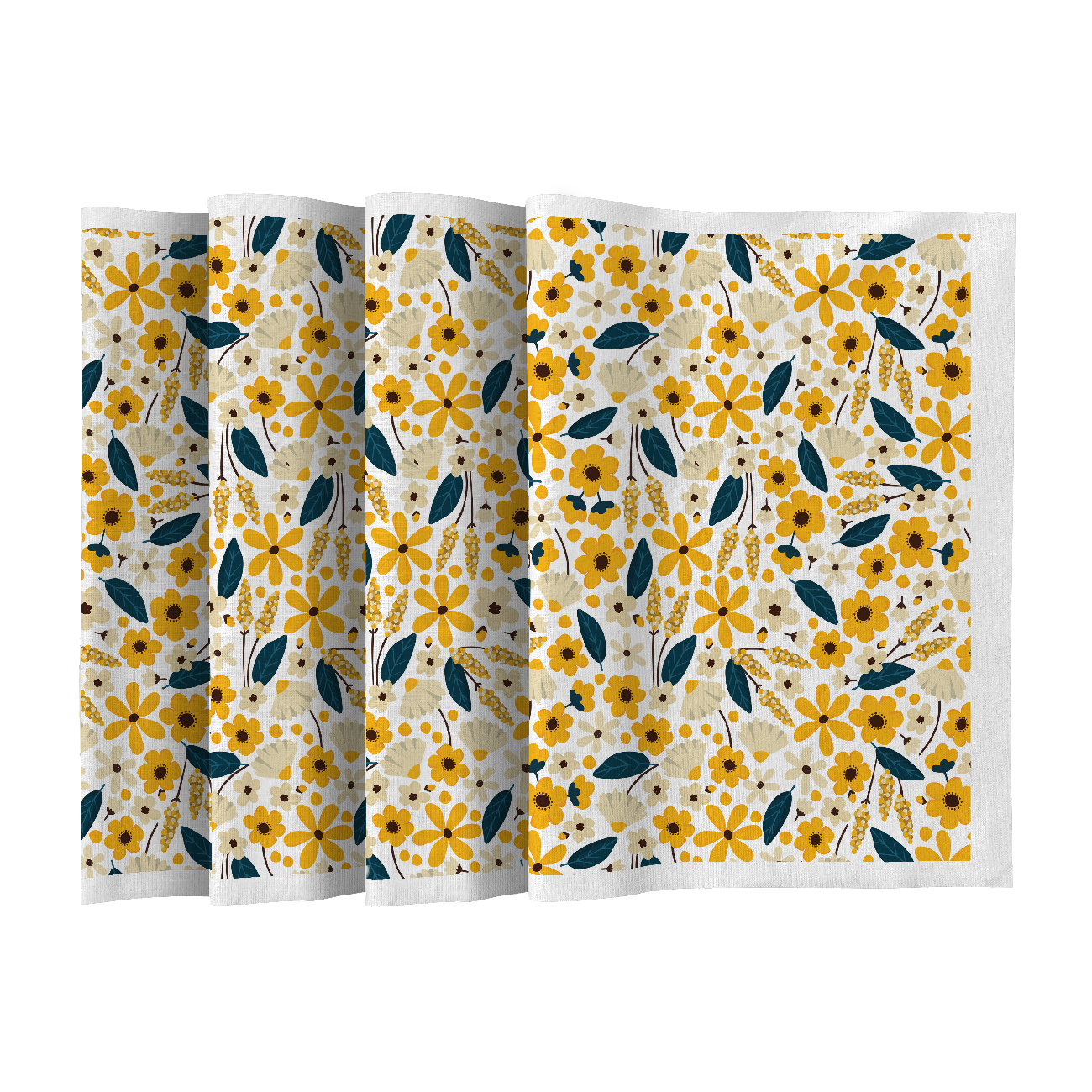NAPKINS AND RUNNER - SMALL FLOWERS pat. 2 / white - sewing set