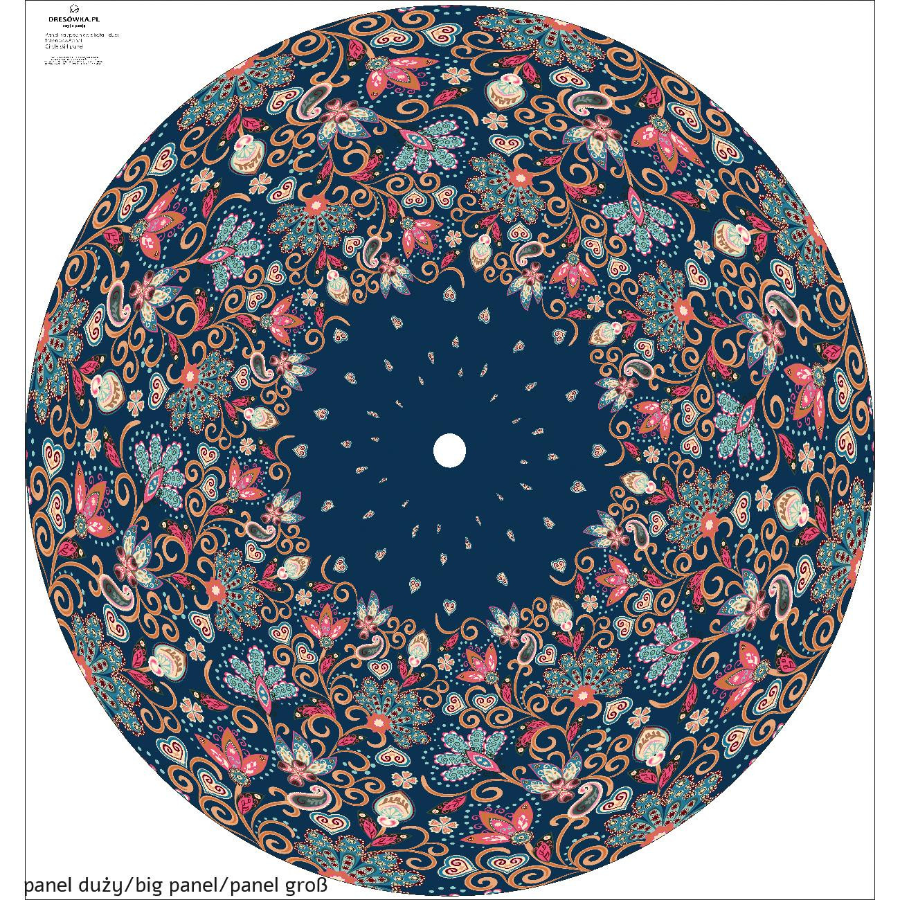FLOWERS (pattern no. 2) / dark blue - circle skirt panel