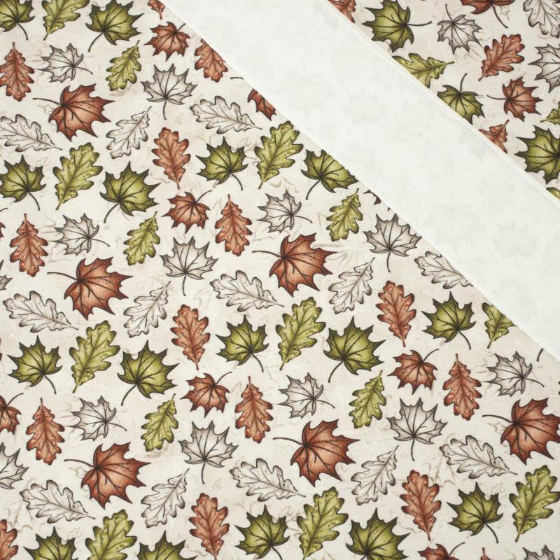 FOREST LEAVES pat. 1 / beige - looped knit fabric