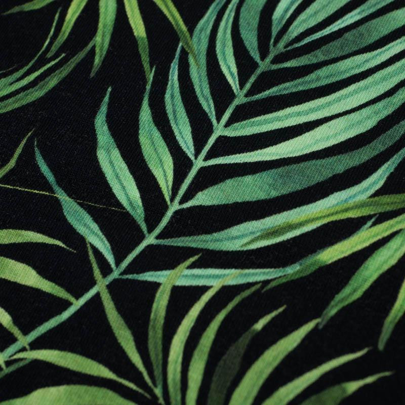 PALM LEAVES pat. 4 / black- single jersey with elastane ITY