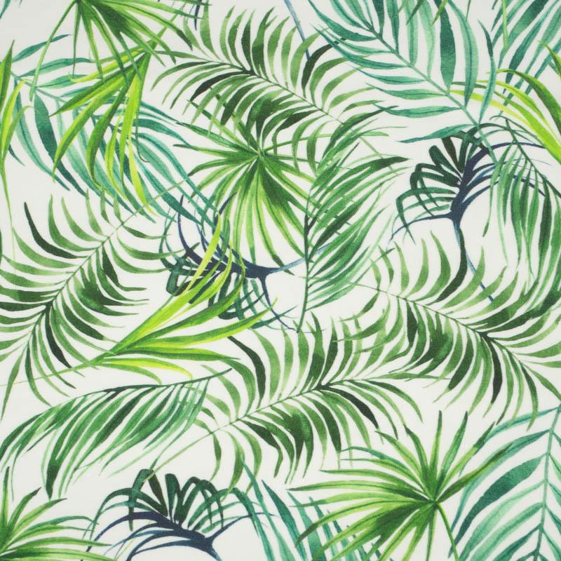PALM LEAVES pat. 4 / white - single jersey with elastane 
