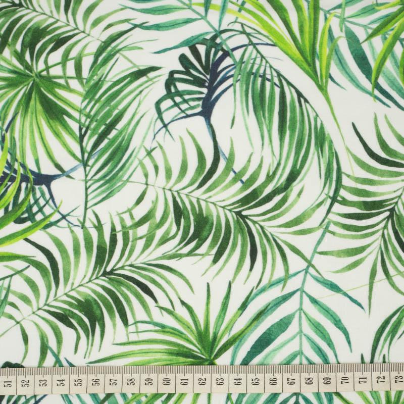PALM LEAVES pat. 4 / white - single jersey with elastane 