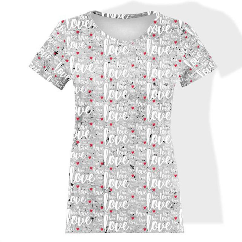 WOMEN’S T-SHIRT - LOVE WHITE / concrete- single jersey