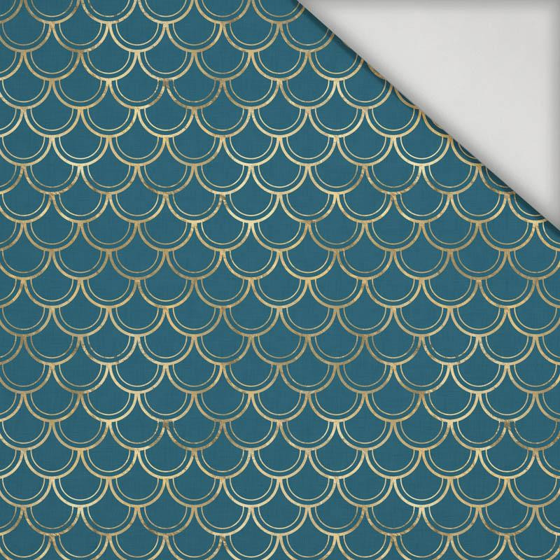GOLDEN FISH SCALES pat. 2 (GOLDEN OCEAN) / sea blue - swimsuit lycra