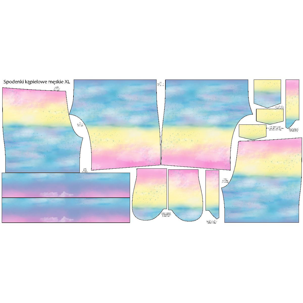 Men's swim trunks - RAINBOW OCEAN pat. 1 - sewing set