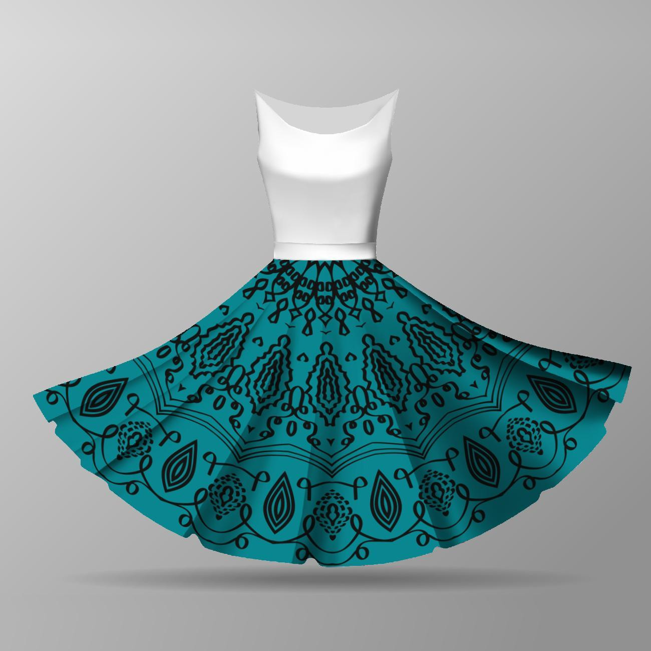 MANDALA pat. 6 / emerald -  big circle skirt panel 