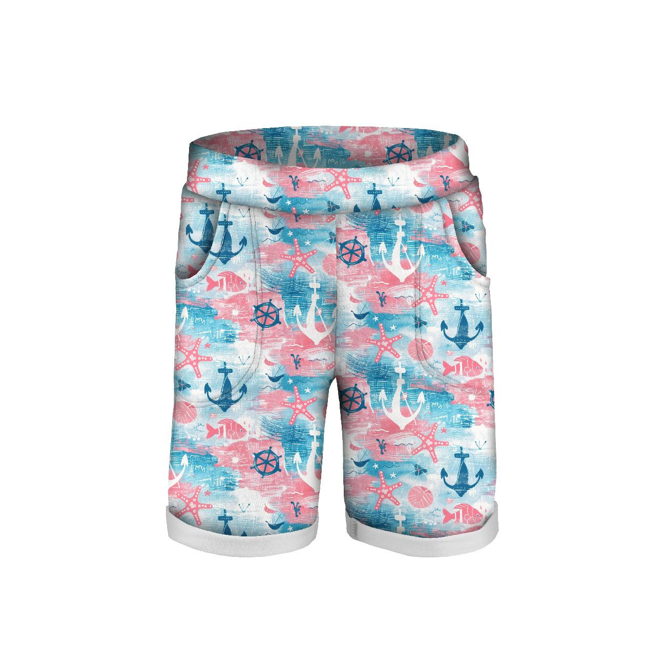 KID`S SHORTS (RIO) - MARINE pat. 5 - looped knit fabric 