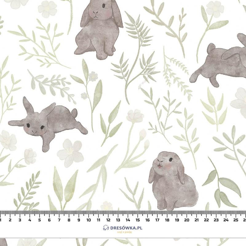 GREY BUNNIES pat. 1 (PASTEL BUNNIES) - single jersey with elastane 