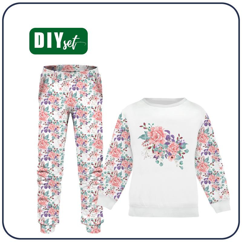 Children's tracksuit (MILAN) - WILD ROSE FLOWERS PAT. 1 (BLOOMING MEADOW)  - sewing set