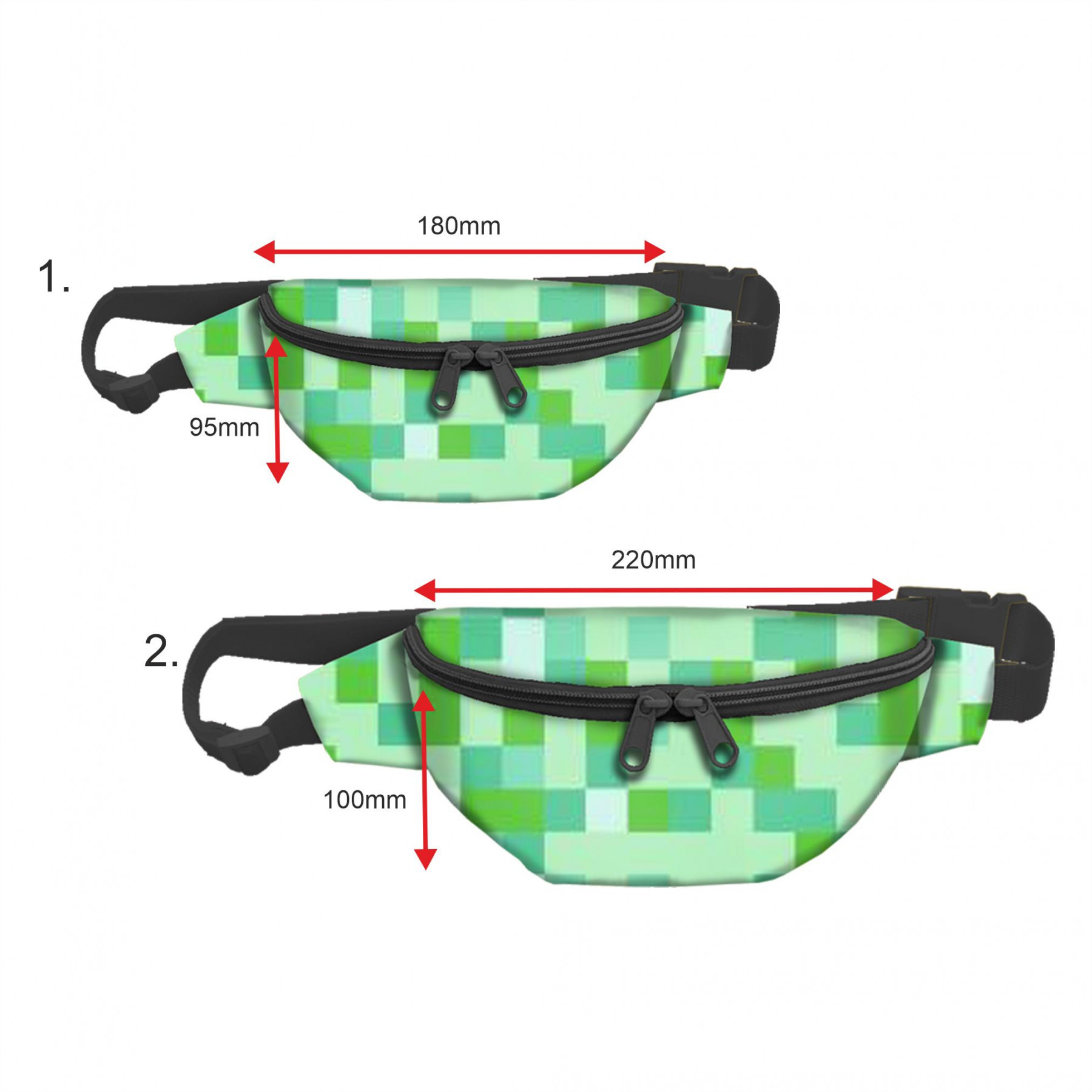 PIXELS HIP BAG (green) / Choice of sizes