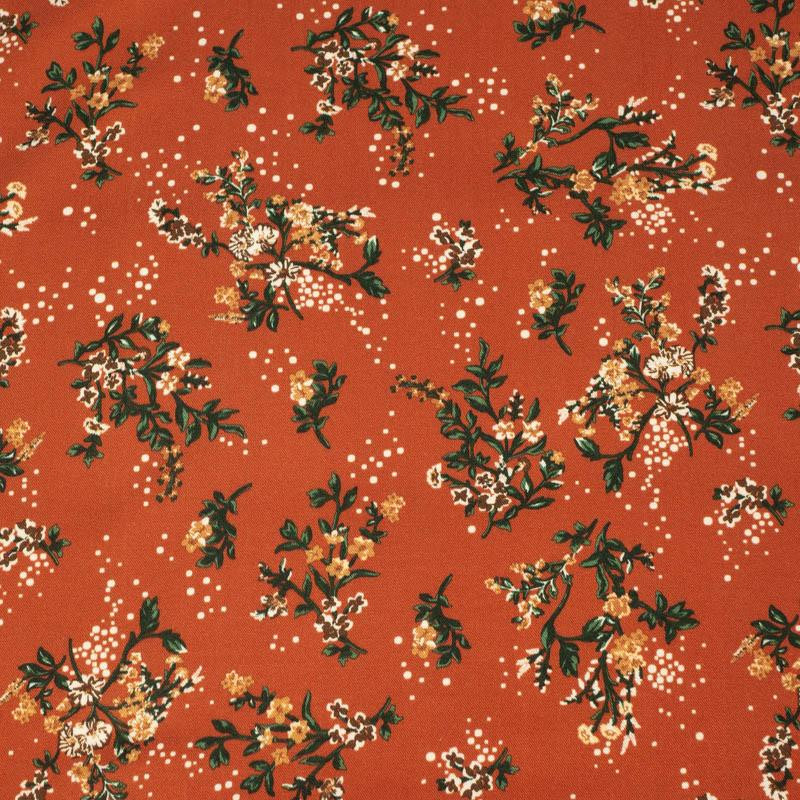 MINI FLOWER BOUQUET / brick - viscose woven fabric