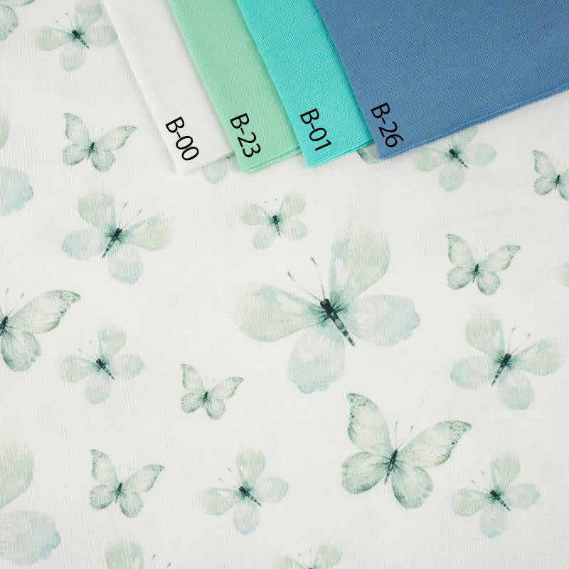 BUTTERFLIES PAT. 2 (WATER-COLOR BUTTERFLIES) - looped knit fabric