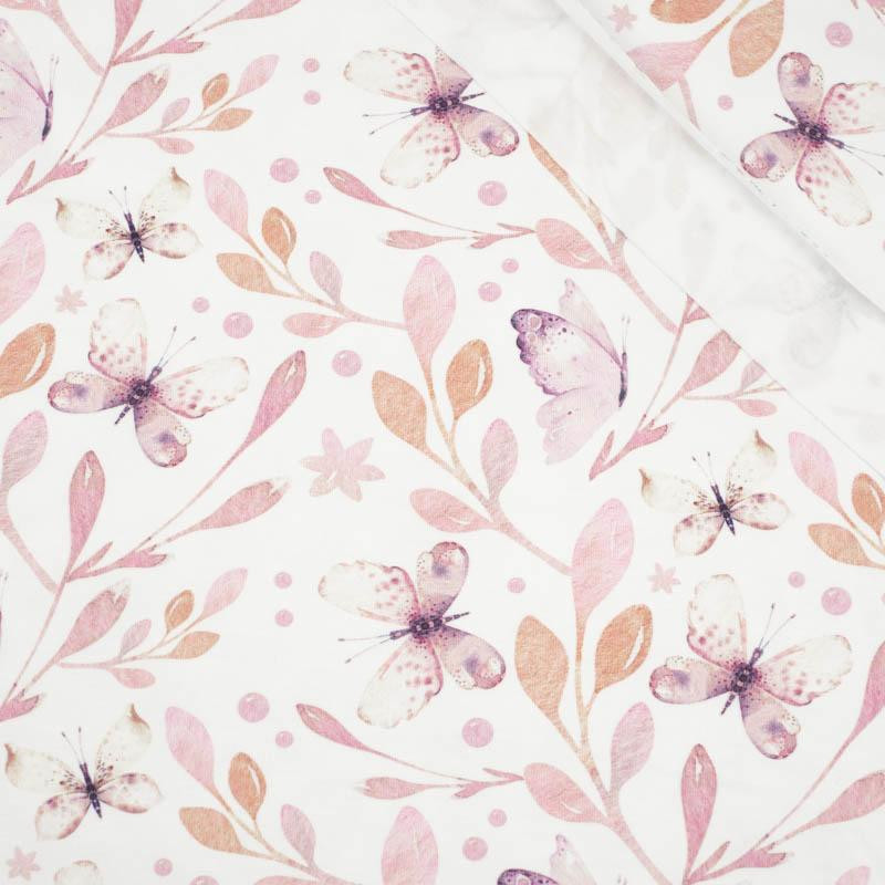 BUTTERFLIES MIX PAT. 2 (WATER-COLOR BUTTERFLIES) - looped knit fabric