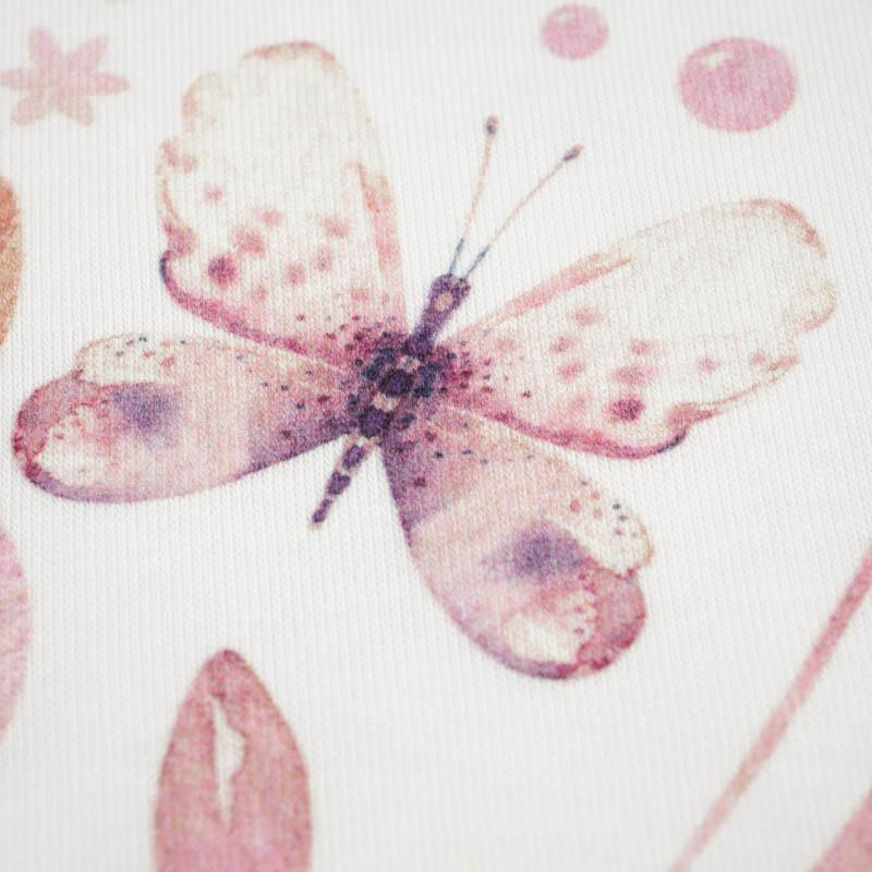 BUTTERFLIES MIX PAT. 2 (WATER-COLOR BUTTERFLIES) - looped knit fabric