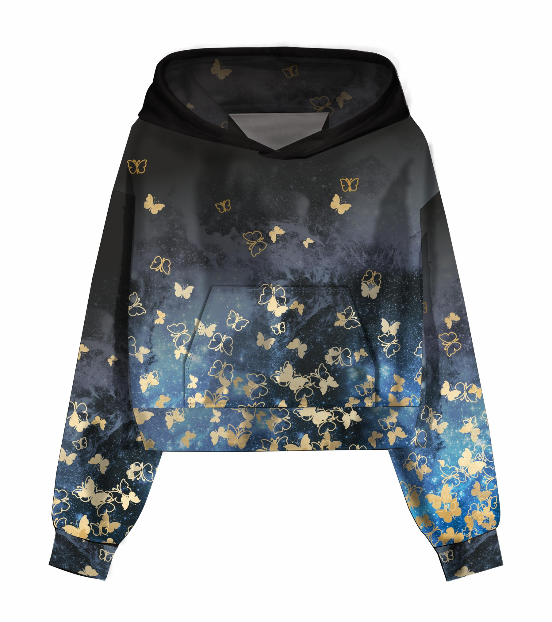 Cropped hoodie (IDA) - BUTTERFLIES / gold - sewing set