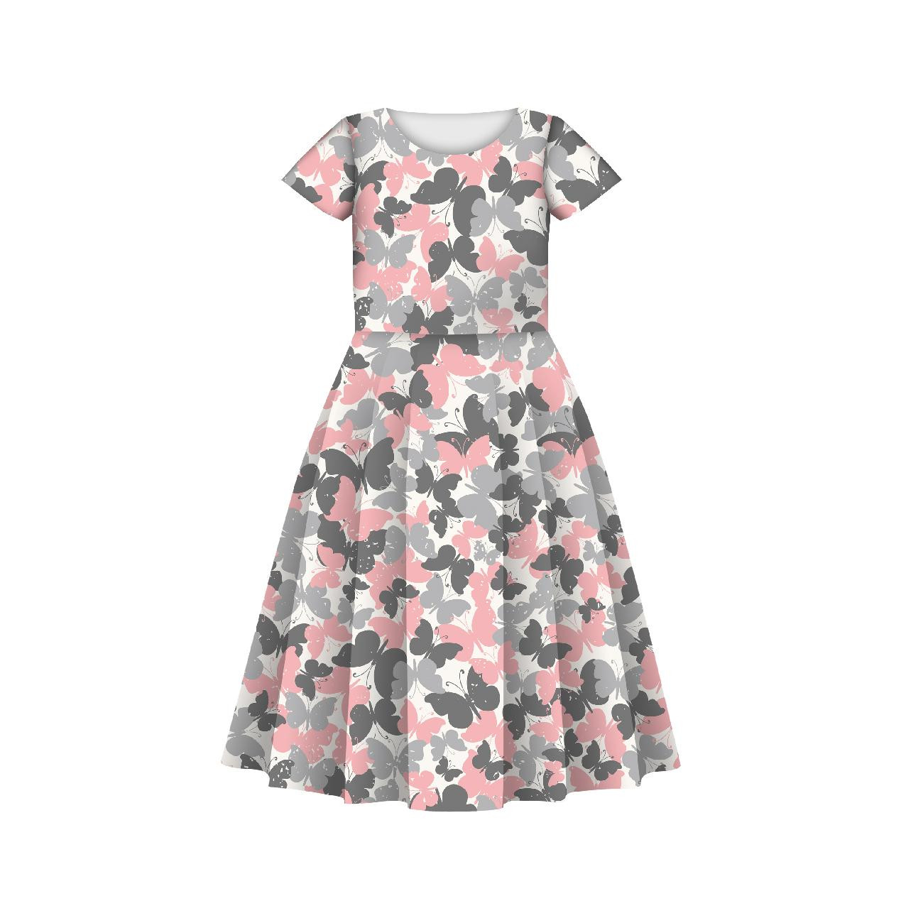 KID'S DRESS "MIA" - BUTTERFLIES / pink - sewing set