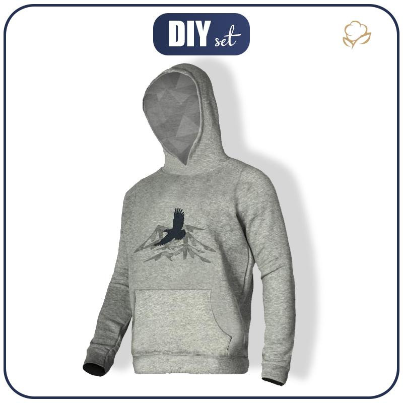 MEN’S HOODIE (COLORADO) - EAGLE (ADVENTURE) / melange light grey - sewing set 