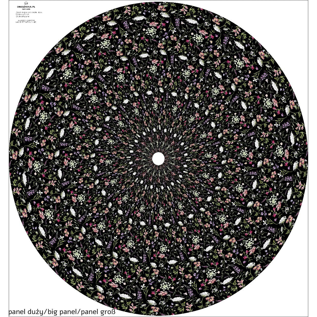 PASTEL FLOWERS / black - circle skirt panel 