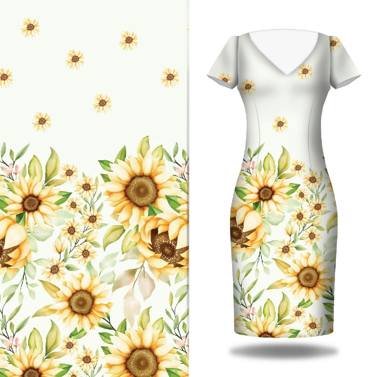 PASTEL SUNFLOWERS PAT. 3  - dress panel Cotton muslin