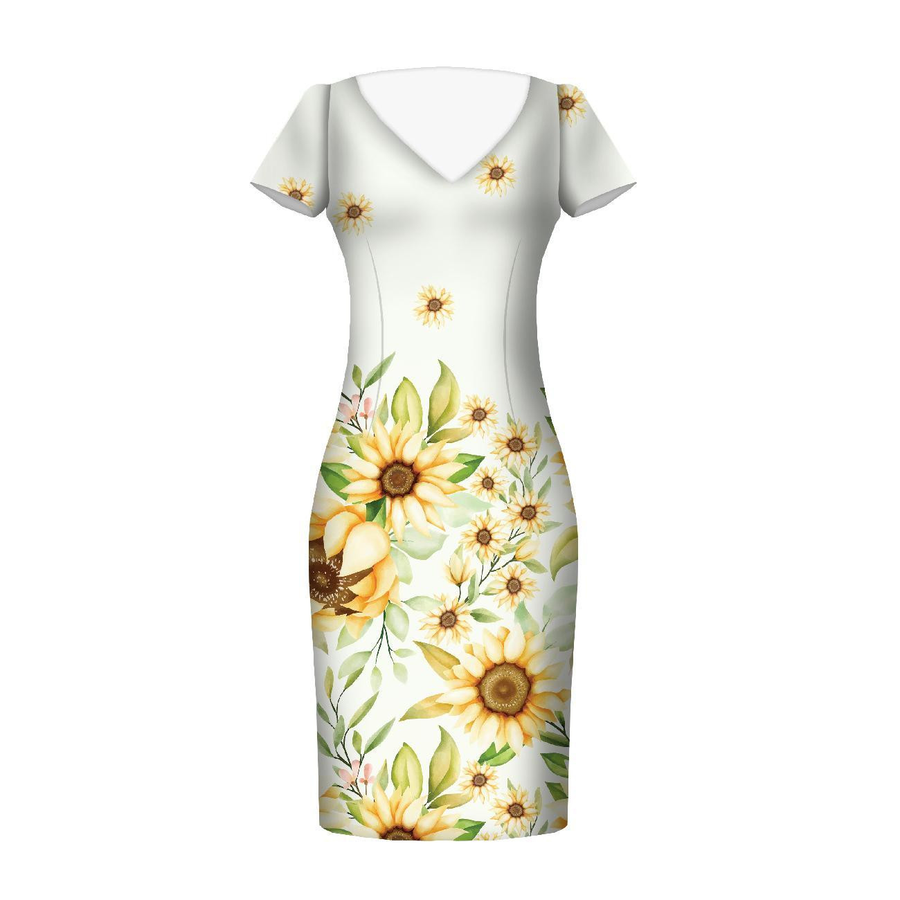 PASTEL SUNFLOWERS PAT. 3 - dress panel Linen 100%