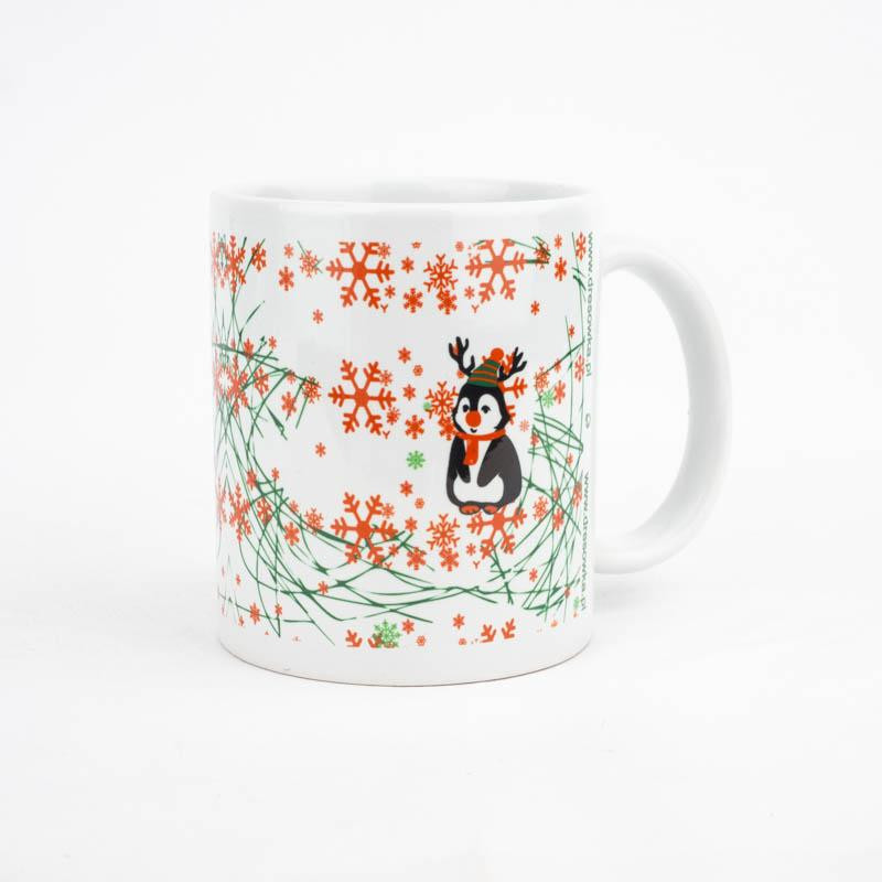 MUG WITH PRINT - PENGUIN REINDEER 2.0 / green