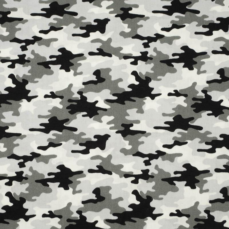 MINI CAMOUFLAGE / grey - POPLIN 100% cotton 