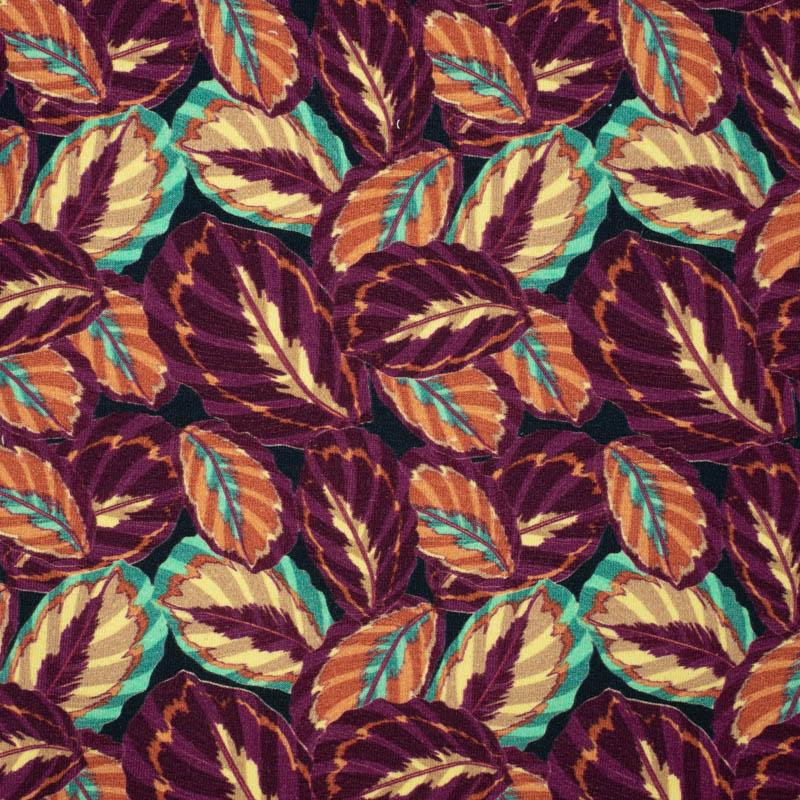 PURPLE LEAVES (VINTAGE) - looped knit fabric