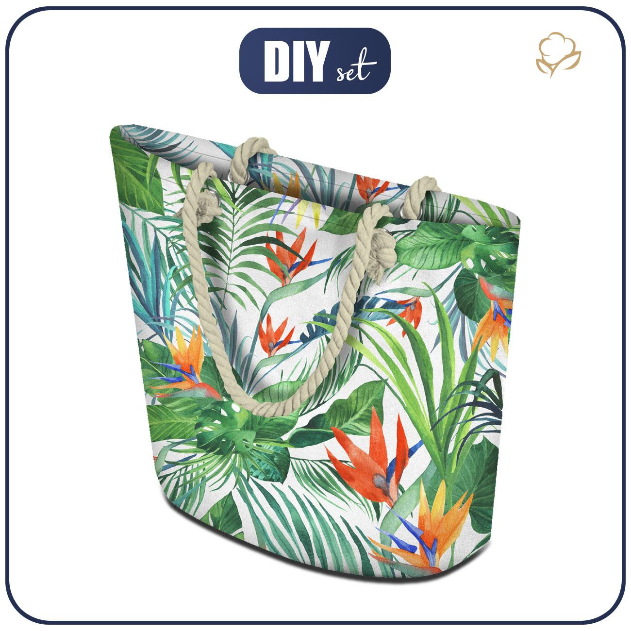 TOTE BAG - PARADISE JUNGLE / white - sewing set