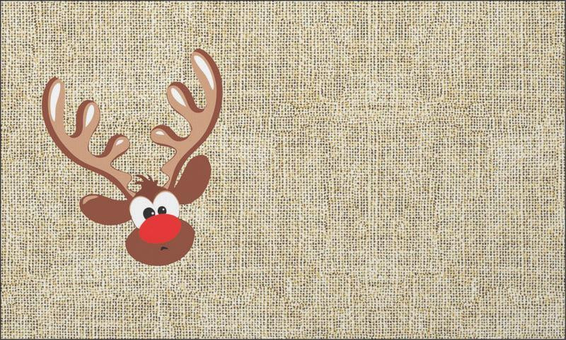 REINDEER / brown - jute - Cotton woven fabric panel / Choice of sizes