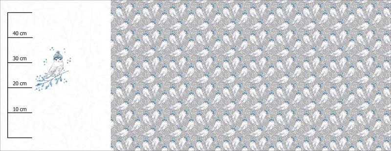 OWL IN A HAT (ENCHANTED WINTER) - panoramic panel looped knit 