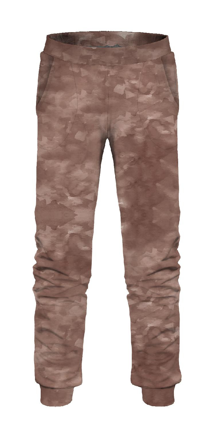 CHILDREN'S JOGGERS (LYON) - CAMOUFLAGE pat. 2 (brown) - looped knit fabric