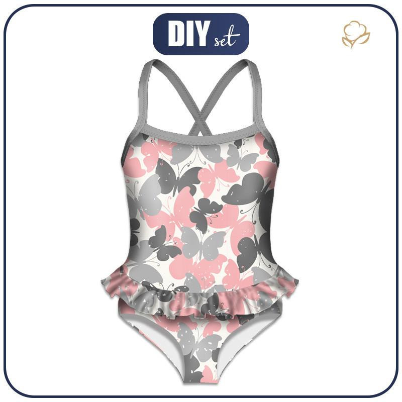 Girl's swimsuit - BUTTERFLIES PINK