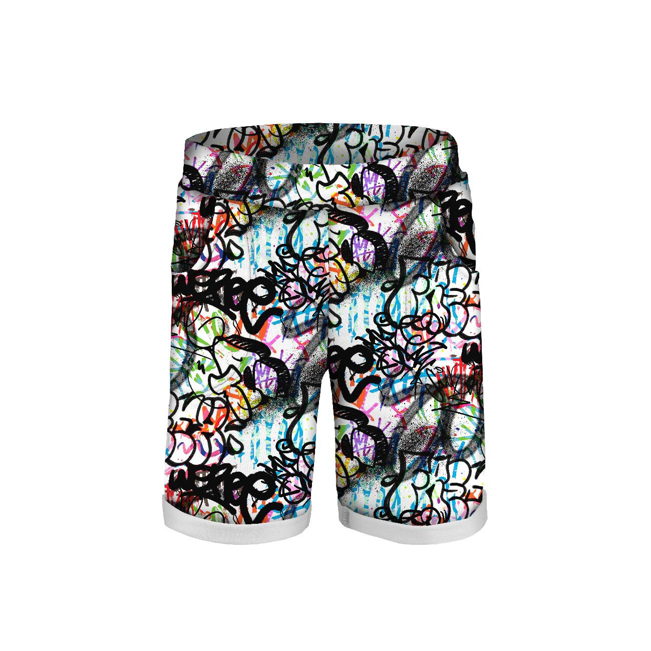 KID`S SHORTS (RIO) - STREET ART pat. 4 - looped knit fabric 