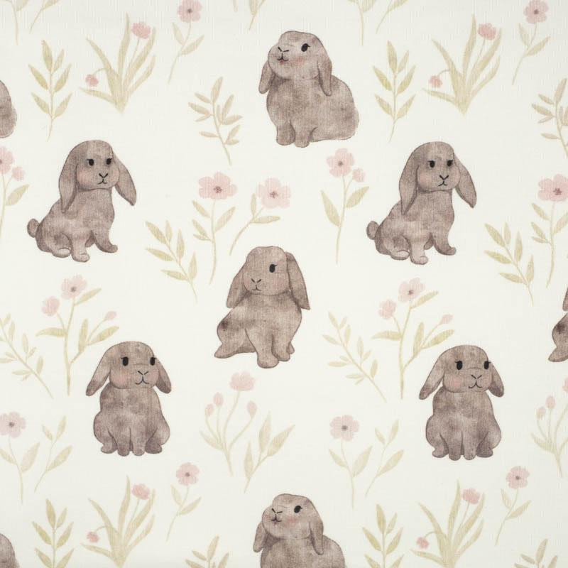 GREY BUNNIES pat. 3 (PASTEL BUNNIES) - single jersey with elastane 