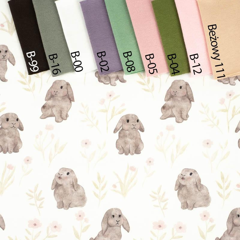 GREY BUNNIES pat. 3 (PASTEL BUNNIES) - single jersey with elastane 